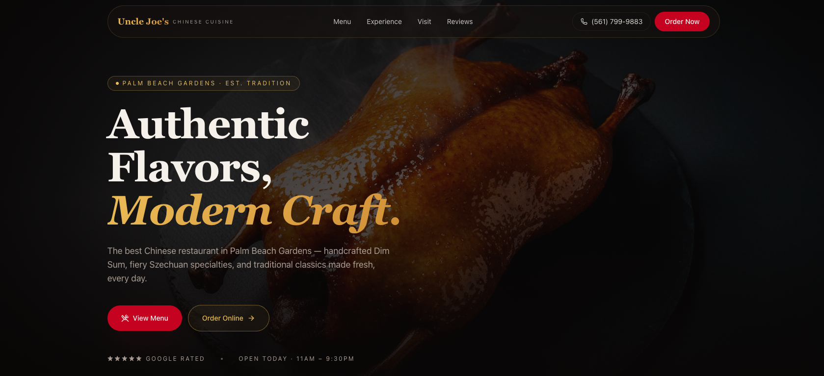 Uncle Joe's Chinese Cuisine website screenshot